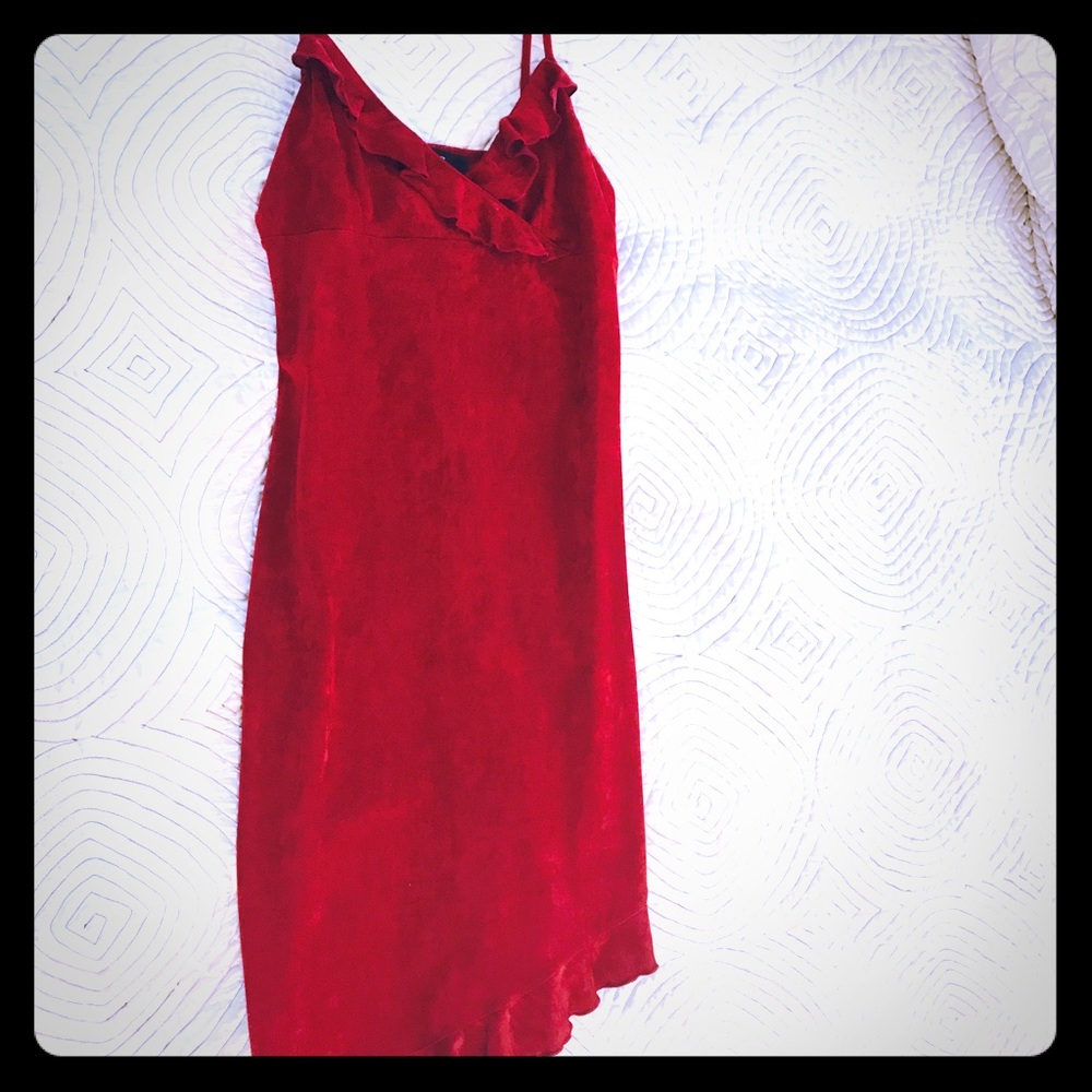 Vintage Y2K Arden B. red flower fairy whimsigoth sueded cocktail dress